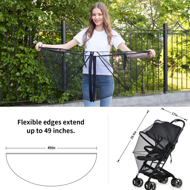 DUOMI 2-in-1 Stroller Sun Shade and Mosquito Net Cover - Universal Breathable Baby Cover With Two-Way Zipper for Extender - Image 4
